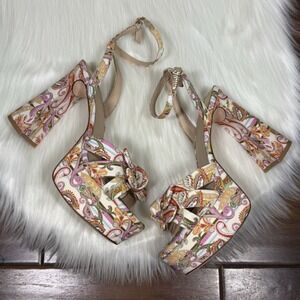 NEW Antonio Melani Women's Size 7.5 M‎ Paisley Linen Bindi Bow Platform Sandals